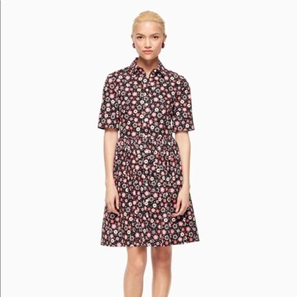NWT kate spade Mini casa flora cotton shirtdress, black‎